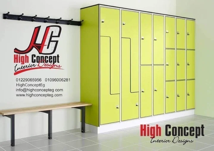 Compact HPL lockers with a bench